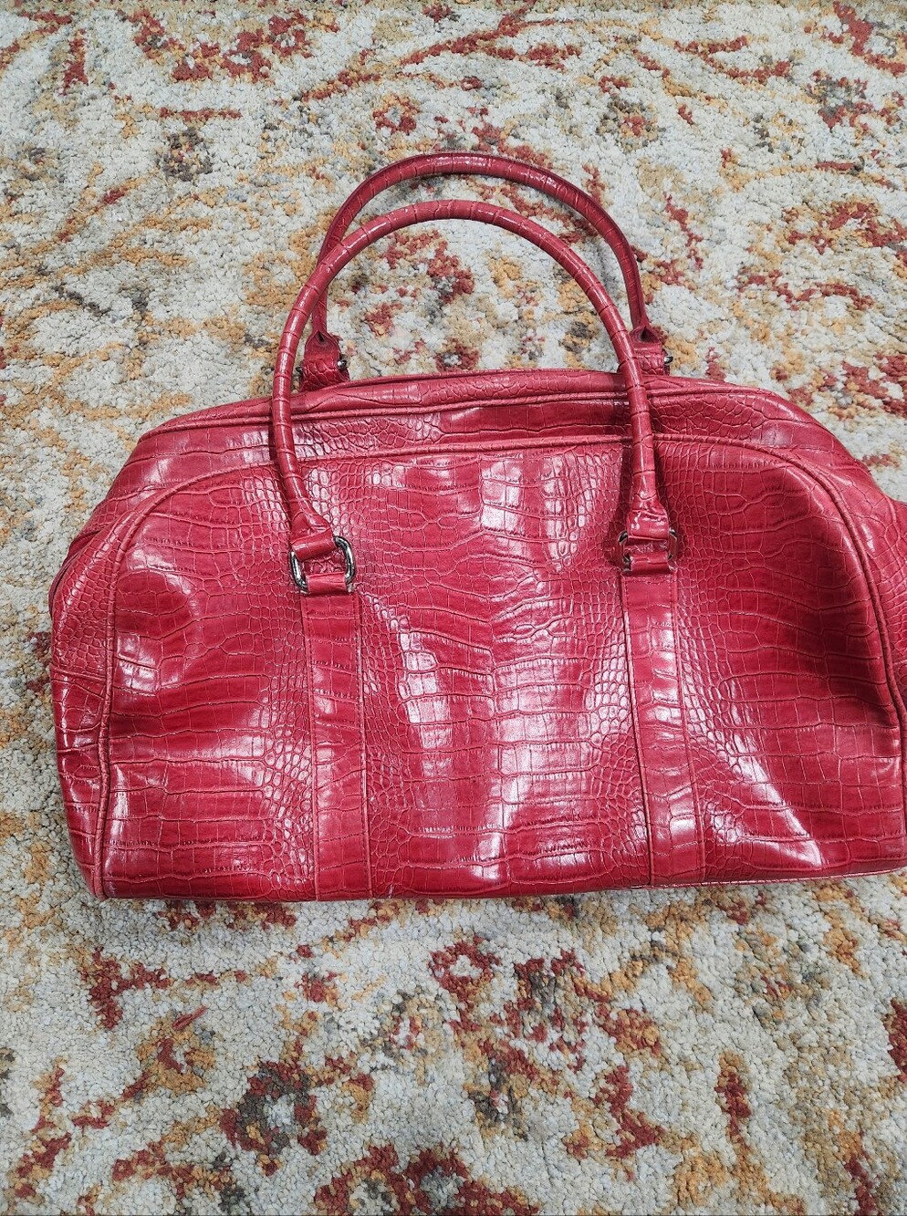 Faux Alligator Duffle Bag